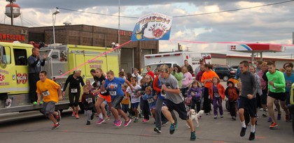 Fire Department at 1mile marker in 5K run