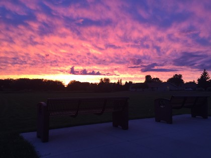Sunset with Park bench 